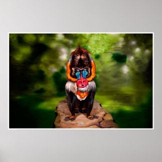Mandrill Bodypainting Illusion Poster