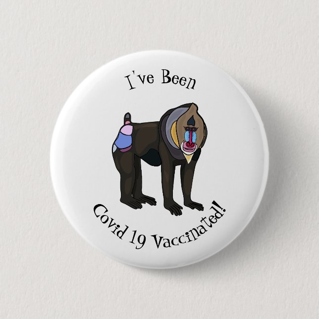 Mandrill cartoon illustration 2 inch round button (Front)
