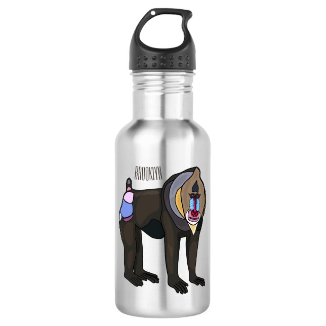 Mandrill cartoon illustration 532 ml water bottle (Front)