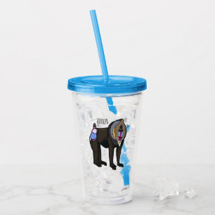 Mandrill cartoon illustration acrylic tumbler