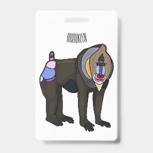 Mandrill cartoon illustration badge