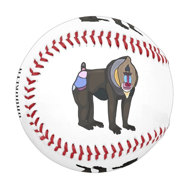 Mandrill cartoon illustration baseball (Front Left)