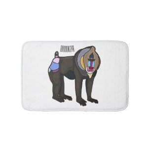 Mandrill cartoon illustration bath mat