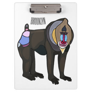 Mandrill cartoon illustration clipboard