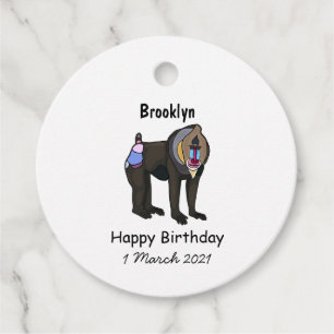 Mandrill cartoon illustration favour tags
