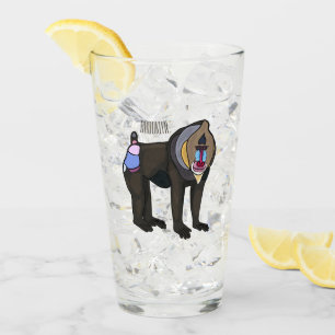 Mandrill cartoon illustration glass