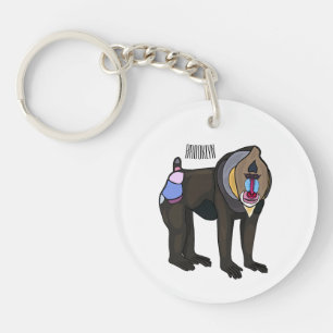 Mandrill cartoon illustration keychain