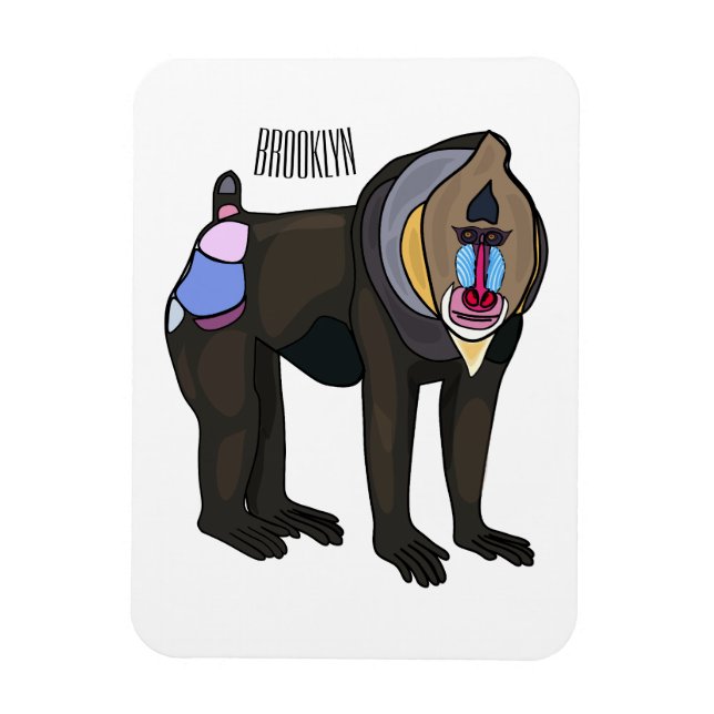 Mandrill cartoon illustration magnet (Vertical)