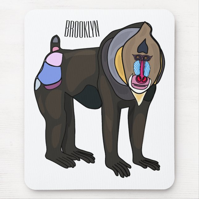 Mandrill cartoon illustration mouse pad (Front)