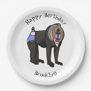 Mandrill cartoon illustration paper plate