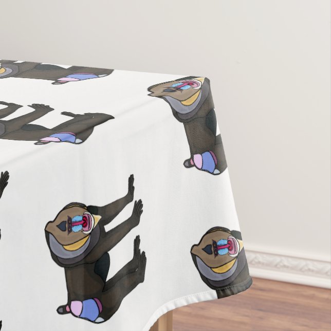 Mandrill cartoon illustration tablecloth (In Situ)