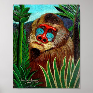 Mandrill in the jungle by Henri Rousseau Poster