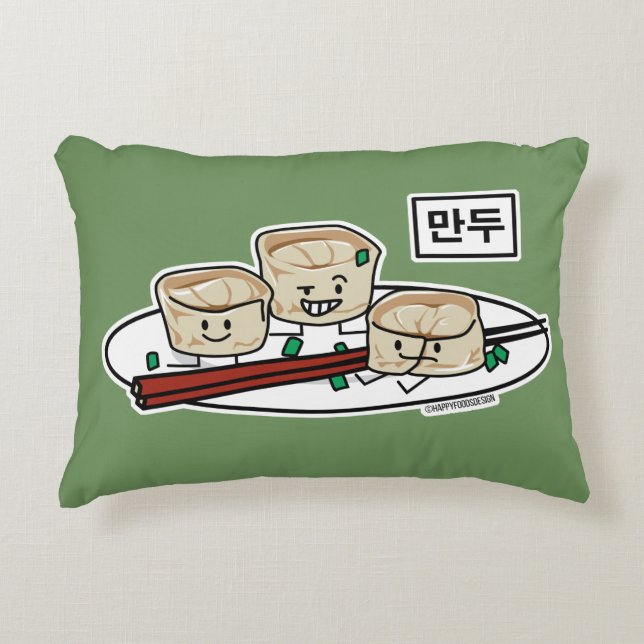 Mandu Korean dumpling dim sum breakfast hangul Accent Pillow (Front)