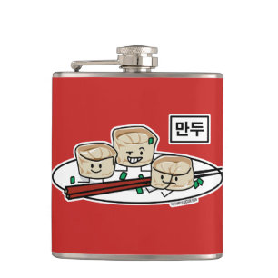 Mandu Korean dumpling dim sum breakfast hangul Hip Flask