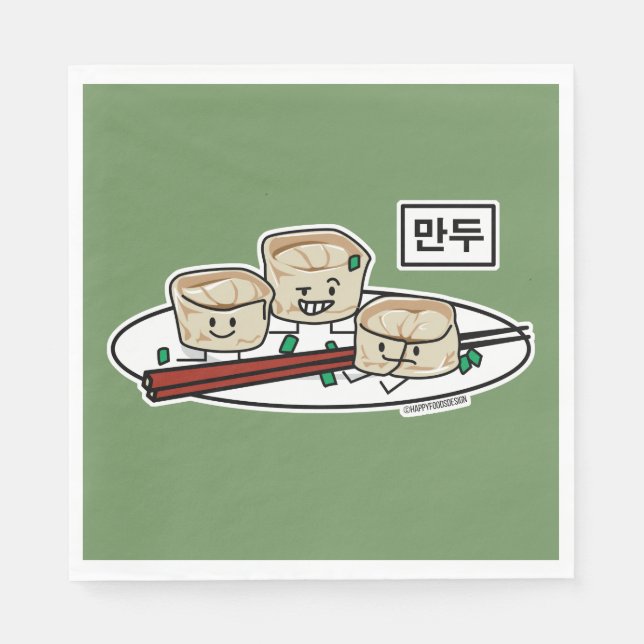 Mandu Korean dumpling dim sum breakfast hangul Napkin (Front)