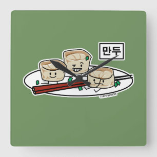 Mandu Korean dumpling dim sum breakfast hangul Square Wall Clock