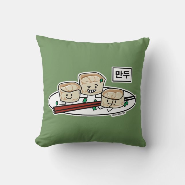 Mandu Korean dumpling dim sum breakfast hangul Throw Pillow (Front)