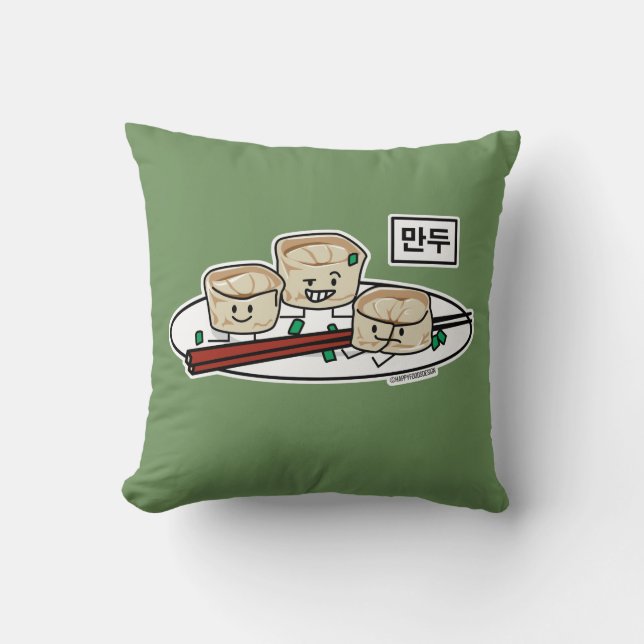 Mandu Korean dumpling dim sum breakfast hangul Throw Pillow (Front)