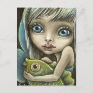 Mandy and fish postcard