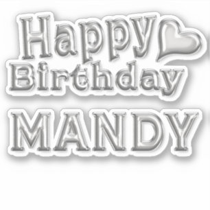 Mandy Happy Birthday silver sticker