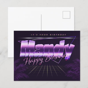 Mandy Name Vorname lila Postkarte Geburtstag Postcard
