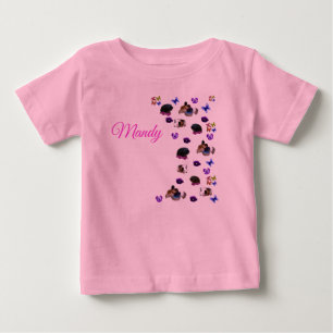Mandy, Name,  With Guinea Pigs And Pansies,   Baby T-Shirt