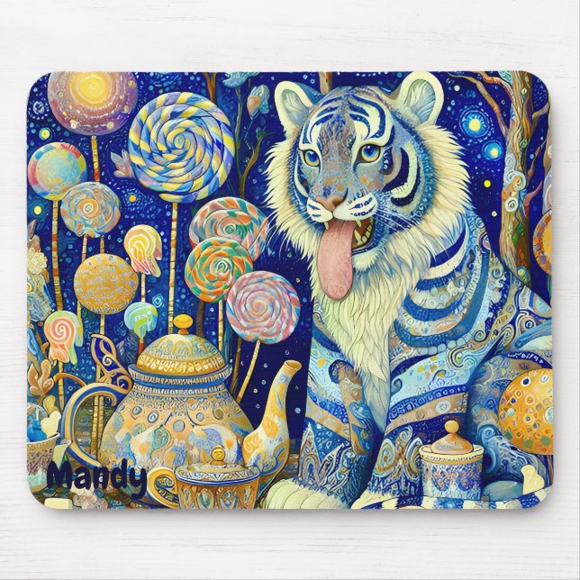 MANDY ~ Paisley Tiger ~ tea party  ~ Mousepad (Front)
