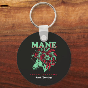 Mane Character Energy Funny Race Day Floral Hat Keychain