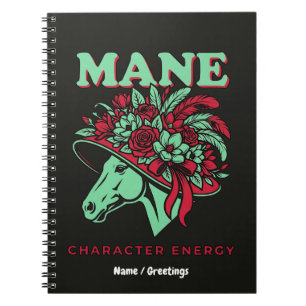 Mane Character Energy Funny Race Day Floral Hat Notebook