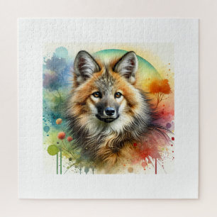 Maned Wolf 210624AREF112 - Watercolor Jigsaw Puzzle