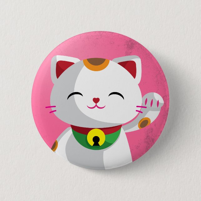 Maneki Neko 2 Inch Round Button (Front)