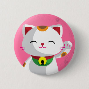 Maneki Neko 2 Inch Round Button