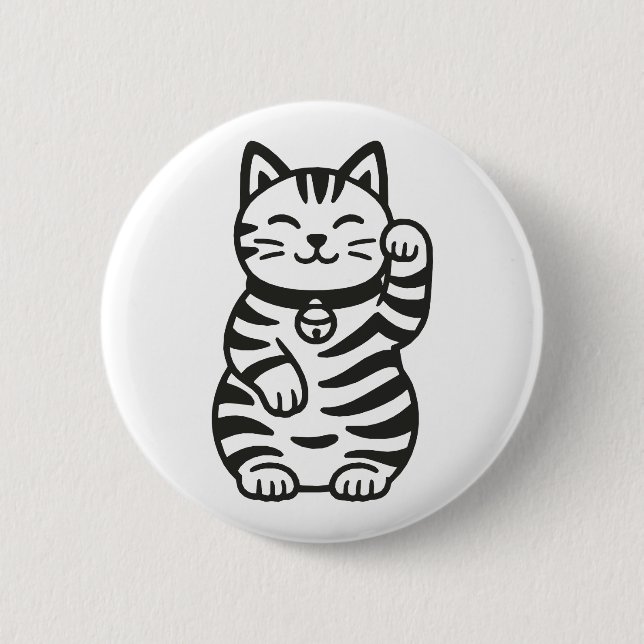 Maneki Neko 2 Inch Round Button (Front)