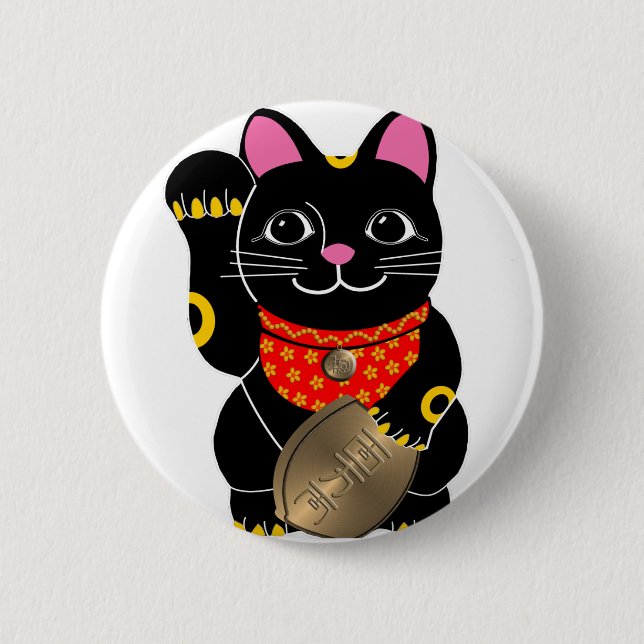 Maneki Neko 2 Inch Round Button (Front)