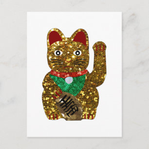 maneki neko cat postcard