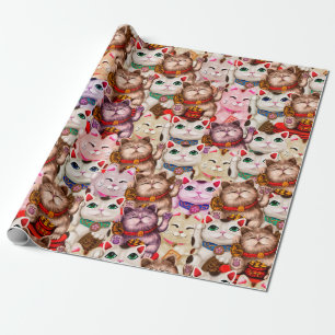 Maneki-neko cats pattern wrapping paper