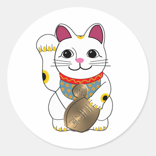 Maneki Neko Classic Round Sticker (Front)