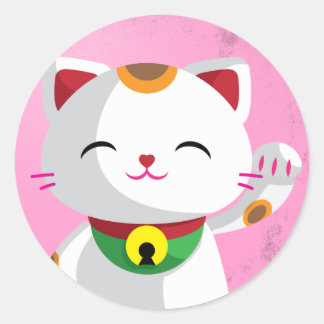 Maneki Neko Classic Round Sticker