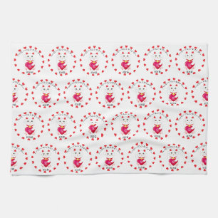 Maneki Neko for Valentine's Day Kitchen Towel