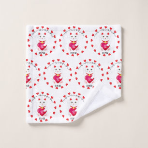 Maneki Neko for Valentine's Day Wash Cloth