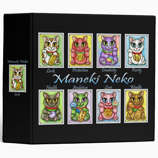Maneki Neko Good Luck Cat Fantasy Art Avery Binder (Front/Spine)