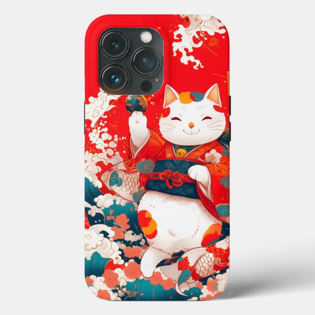 Maneki-Neko, Japanese Lucky Cat Case-Mate iPhone Case (Back)