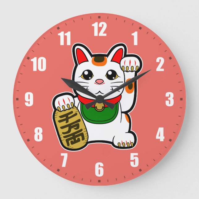 Maneki Neko: Japanese Lucky Cat Large Clock (Front)
