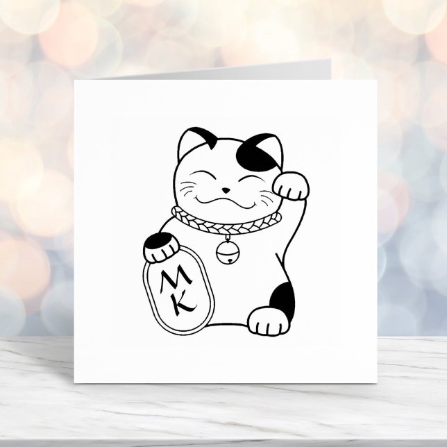 Maneki Neko Japanese Lucky Cat Monogram Self-inking Stamp (Creator Uploaded)