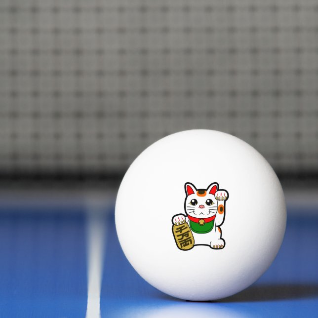 Maneki Neko: Japanese Lucky Cat Ping Pong Ball (Net)