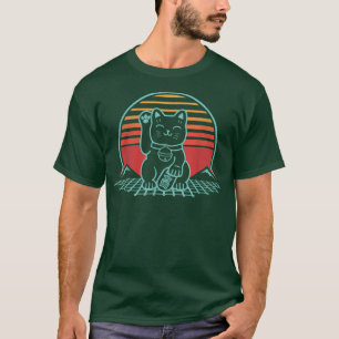 Maneki Neko Japanese Lucky Cat Retro Aesthetic Kaw T-Shirt