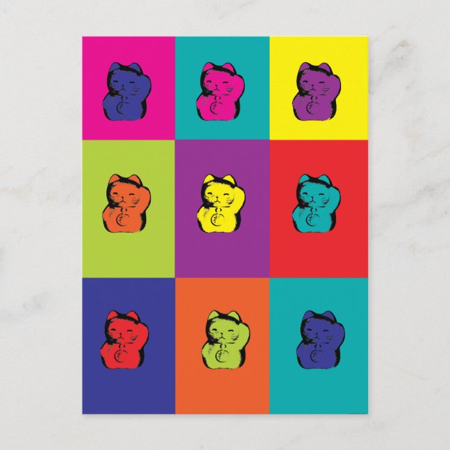 Maneki Neko Kitty Pop Art Postcard (Front)
