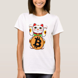 Maneki Neko Lucky Cat Bitcoin Double Paw T-Shirt