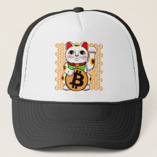Maneki Neko Lucky Cat Bitcoin Left Paw Trucker Hat