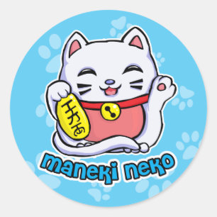 Maneki Neko lucky cat Classic Round Sticker